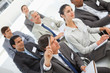 Man asks question at business meeting