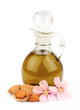 almond oil and almond nuts with flowers