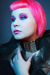 gothic girl with pink hair