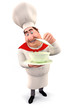 Smiling chef with pot