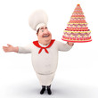 Smiling Chef holding cake