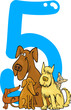 number five and 5 dogs