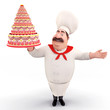 Chef holding cake