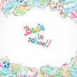 Background made of papers with colorful school symbols Background made of papers with colorful school symbols