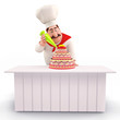 Smiling Chef decorating cake