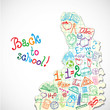 Background made of paper with colorful school symbols Background made of paper with colorful school symbols