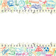 Vector: Background made of papers with colorful school symbols Background made of papers with colorful school symbols