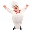 Happy chef with big jump