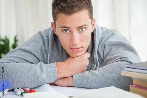 Photo: Portrait of a student resting Portrait of a student resting