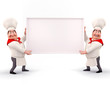 Happy chef holding sign