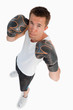Foto: High angle view of male boxer High angle view of male boxer