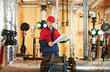 heating engineer repairman in boiler room