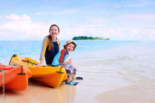 Photo: Mother and son after kayaking Mother and son after kayaking