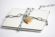 computer security with laptop and chain