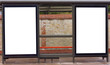bus stop with blank boards.