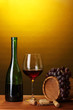 In wine cellar. Composition of wine bottle and runlet In wine cellar. Composition of wine bottle and runlet