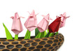 Origami tulips in braun pot, detail Origami tulips in braun pot, detail
