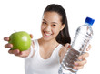 fitness girl with healthy food