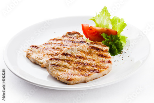 Photo: Grilled steak and vegetables Grilled steak and vegetables