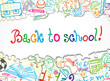 Background made of papers with colorful school symbols Background made of papers with colorful school symbols