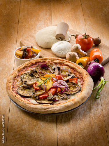 Photo: vegetarian pizza with ingredients vegetarian pizza with ingredients