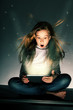 Photo: Surprised girl with tablets Surprised girl with tablets