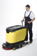 cleaning floor with machine