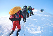 Hike in winter mountain