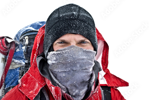 Photo: stern view of a man who has shut down half of the face stern view of a man who has shut down half of the face
