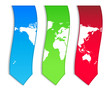 set of three banners with a special white map