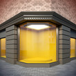 Illustration: Corner showcase in classical style. Corner showcase in classical style.