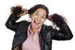 young girl plays with her long hair young girl plays with her long hair