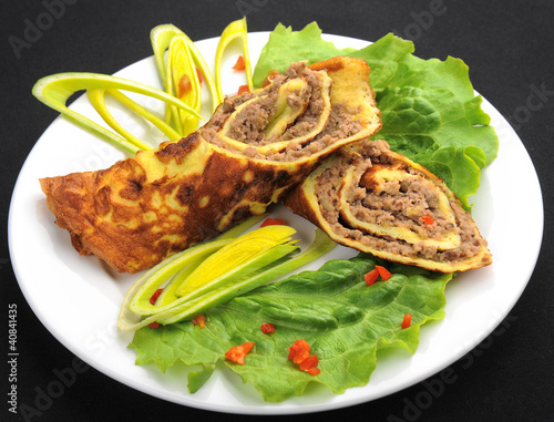 Photo: beautiful and tasty food on a plate beautiful and tasty food on a plate