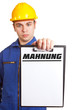 Handwerker mit Mahnung Handwerker mit Mahnung