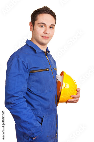 Foto: Bauarbeiter mit Schutzhelm Bauarbeiter mit Schutzhelm