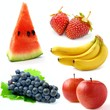 set of rich and bright fruit on white background set of rich and bright fruit on white background