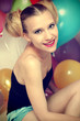 Happy attractive woman and baloons Happy attractive woman and baloons