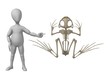 3d render of cartoon character with frog skeleton