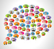 Business people faces inside speech balloon icons