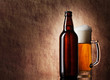 Beer into glass on a old stone Beer into glass on a old stone