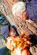 child and grandmother outdoor_autumn