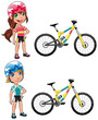 Baby Cyclists. Vector characters. Isolated objects Baby Cyclists. Vector characters. Isolated objects
