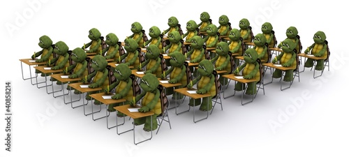 Illustration: tortoise sat at school desk tortoise sat at school desk