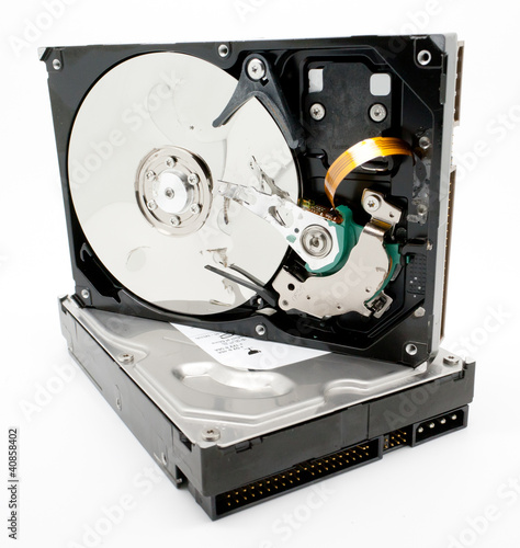 Photo: Damaged computer hard drive Damaged computer hard drive