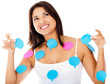 Woman with thought bubbles Woman with thought bubbles