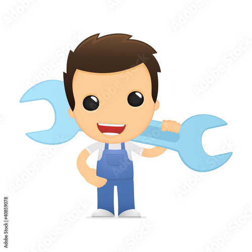 Vector: funny cartoon mechanic funny cartoon mechanic