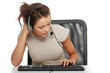 Young beautiful bored girl in headset