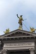 Hermes statue on Andrassy St Building in Budapest Hungary