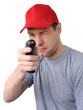 Handsome work man with a screwdriver