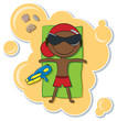 African-American boy relax on the beach African-American boy relax on the beach